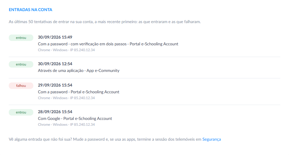 In "Sign-ins", in the menu, are the latest sign-ins to the account: when, how, through what, and whether they got in or failed. If you see one that was not you, change the password and end the phones' session.