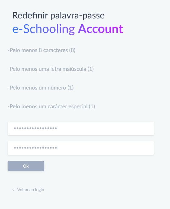 Open the link in the email, type the new password twice, following the rules shown, and press Ok. From then on you sign in with the new password.